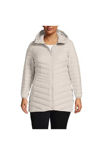 Lands' End Plus Size Wanderweight Packable Down Long Jacket In Yellow