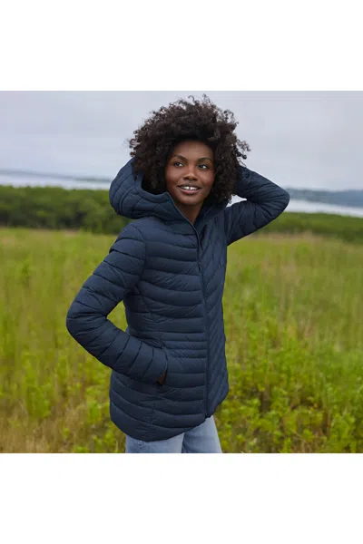Lands' End Plus Size Wanderweight Packable Down Long Jacket In Blue