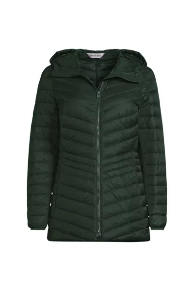 Lands' End Plus Size Wanderweight Packable Down Long Jacket In Green