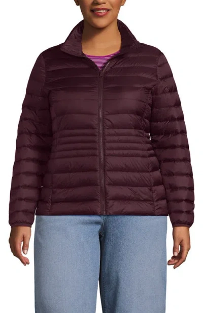 Lands' End Plus Size Wanderweight Packable Print Down Jacket In Purple