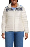 Lands' End Plus Size Wanderweight Packable Print Down Jacket In White