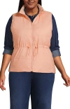 Lands' End Plus Size Wanderweight Reversible Packable Down Vest In Pink/sweet Mango Colorblock