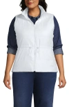 Lands' End Plus Size Wanderweight Reversible Packable Down Vest In White/blue Colorblock