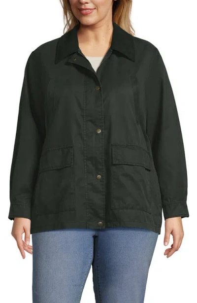 Lands' End Plus Size Waxed Barn Jacket In Green