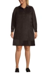 Lands' End Plus Size Wide Wale Cord Popover Long Sleeve Shirt Dress In Brown