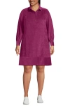 Lands' End Plus Size Wide Wale Cord Popover Long Sleeve Shirt Dress In Purple