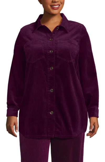 Lands' End Plus Size Wide Wale Corduroy Shirt Jacket In Purple