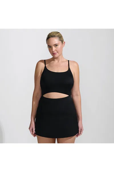 Lands' End Plus Size Women's Tugless Monokini Swim Dress Swimsuit In Black