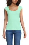 Lands' End Pointelle Cap Sleeve Top In Green