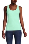 Lands' End Pointelle Rib Uneck Tank In Green