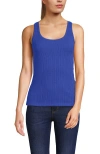 Lands' End Pointelle Rib Uneck Tank In Blue