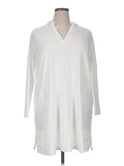 Pre-owned Lands' End Poncho In White