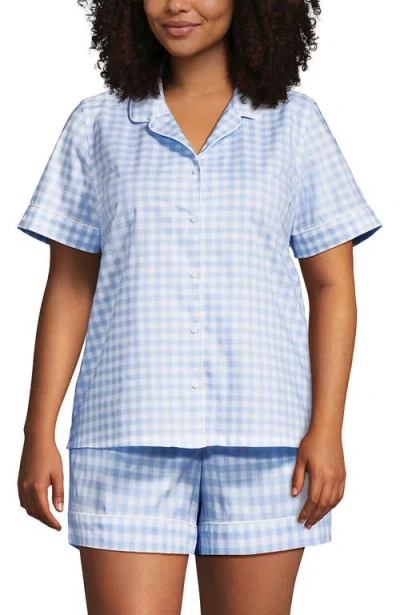 Lands' End Poplin 2 Piece Pajama Set In Blue