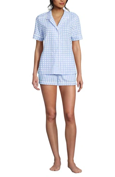Lands' End Poplin 2 Piece Pajama Set In Blue
