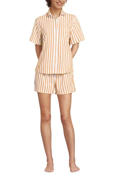 Lands' End Poplin 2 Piece Pajama Set In Brown