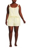 Lands' End Poplin 2 Piece Pajama Set In Gray