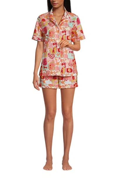 Lands' End Poplin 2 Piece Pajama Set In Multi