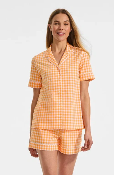 Lands' End Poplin 2 Piece Pajama Set In Orange