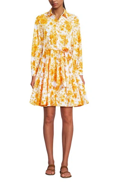 Lands' End Poplin Button Front Dress With Godets