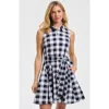 Lands' End Poplin Button Front Dress With Godets In Blue