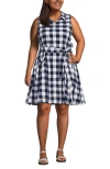 Lands' End Poplin Button Front Dress With Godets In Multi