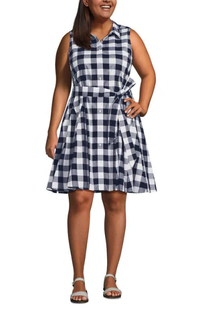 Lands' End Poplin Button Front Dress With Godets In Multi