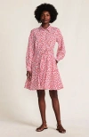 Lands' End Poplin Button Front Dress With Godets In Pink