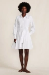 Lands' End Poplin Button Front Dress With Godets In White