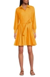 Lands' End Poplin Button Front Dress With Godets In Yellow