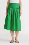 Lands' End Poplin Drop Waist Midi Skirt In Vibrant Clover