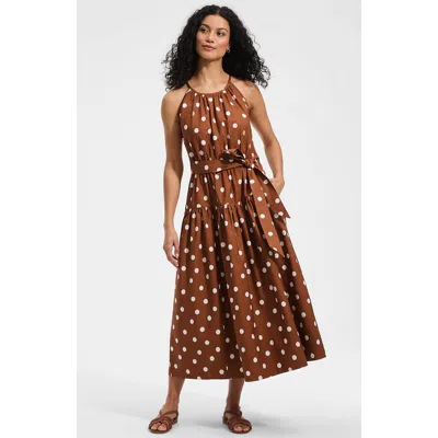 Lands' End Poplin Halter Midi Dress In Brown