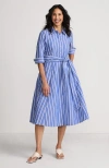 LANDS' END LANDS' END POPLIN MIDI WRAP FRONT DRESS