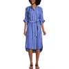 Lands' End Poplin Oversized Puff Sleeve Midi Shirt Dress