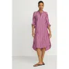 Lands' End Poplin Oversized Puff Sleeve Midi Shirt Dress In Purple