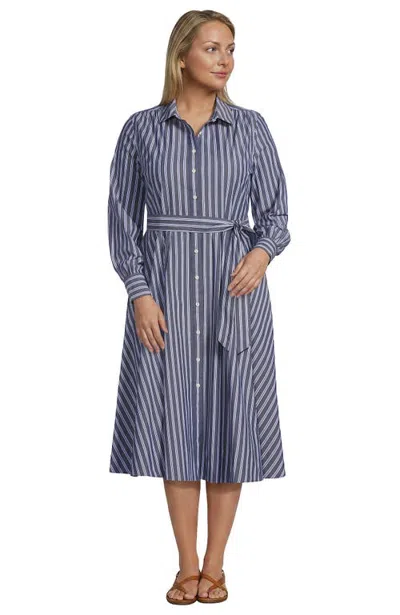Lands' End Poplin Perfect Shirt Dress In Blue
