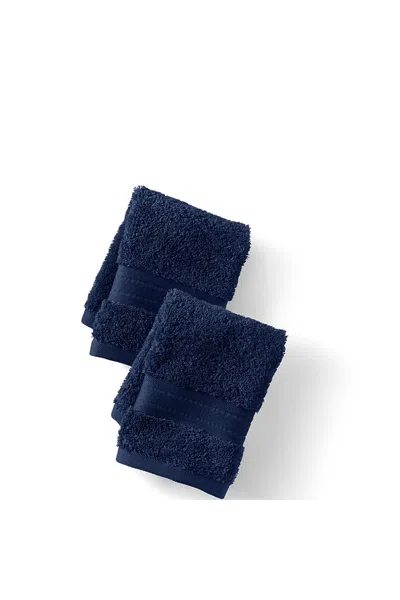 Lands' End Premium Supima Cotton 2-piece Washcloth Set In Blue