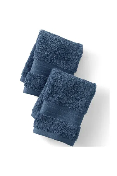 Lands' End Premium Supima Cotton 2-piece Washcloth Set In Blue