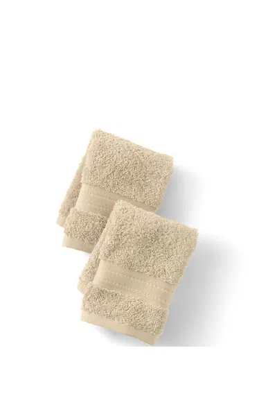Lands' End Premium Supima Cotton 2-piece Washcloth Set In Brown