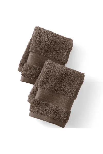 Lands' End Premium Supima Cotton 2-piece Washcloth Set In Brown