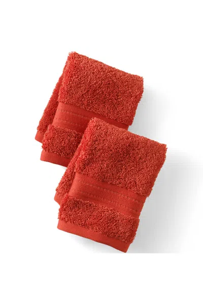 Lands' End Premium Supima Cotton 2-piece Washcloth Set In Red