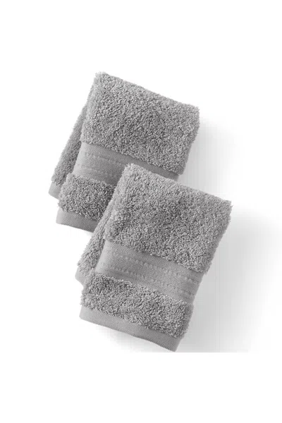 Lands' End Premium Supima Cotton 2-piece Washcloth Set In Gray