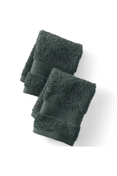 Lands' End Premium Supima Cotton 2-piece Washcloth Set In Green