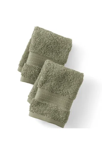 Lands' End Premium Supima Cotton 2-piece Washcloth Set In Green