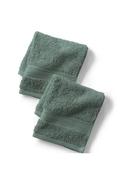 Lands' End Premium Supima Cotton 2-piece Washcloth Set In Green