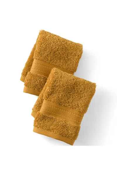 Lands' End Premium Supima Cotton 2-piece Washcloth Set In Yellow
