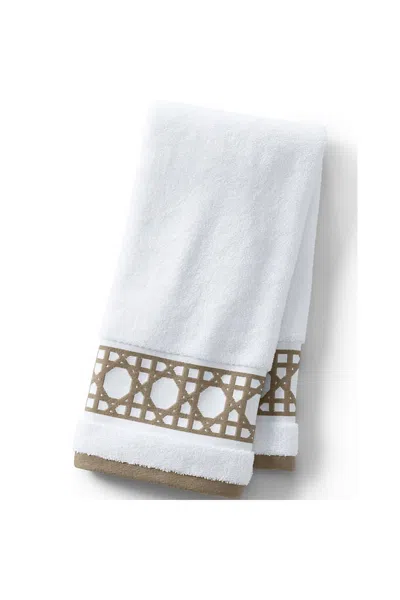 Lands' End Premium Supima Cotton Cane Weave Jacquard Border Hand Towel In Brown