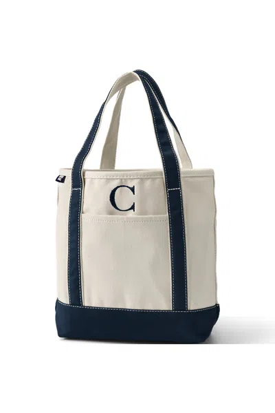 Lands' End Pre-monogrammed Letter C Canvas Tote Bag In Orange