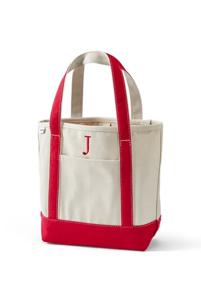 Lands' End Pre-monogrammed Letter J Canvas Tote Bag In Red