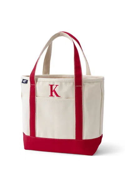 Lands' End Pre-monogrammed Letter K Canvas Tote Bag In Red