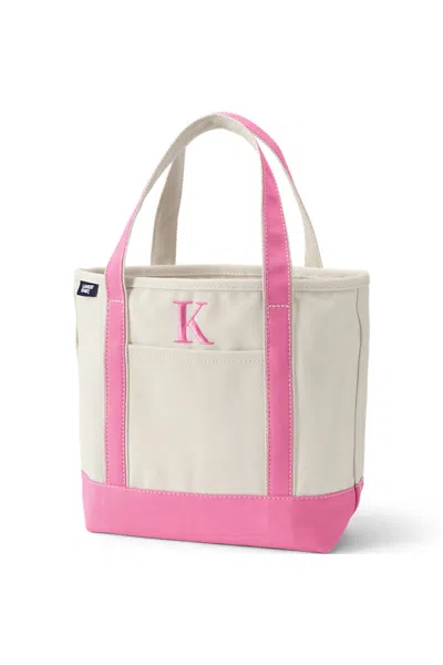 Lands' End Pre-monogrammed Letter K Canvas Tote Bag In White